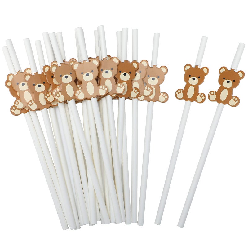 100 Pcs Bear Paper Straws Little Cutie Snowflake Disposable Drinking Paper Straws for Little Cutie Baby Shower Decorations Supplies Birthday Party Decorations 024 x 776 InchBear