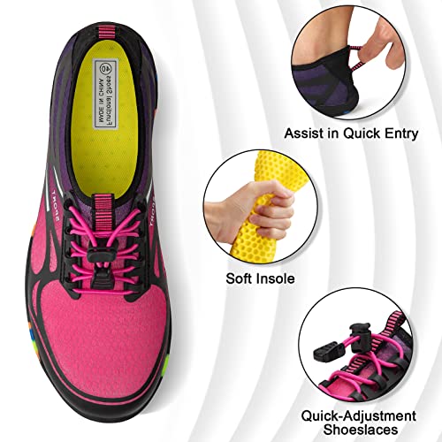 ATHMILE Water Shoes for Women Barefoot Shoes Women Swim Beach River Pool Aqua Socks Quick Dry for Hiking Surfing Kayaking Cruise Ship Essentials Size Women 8.5 / Men 7.5 (4-Purple) - Image 4