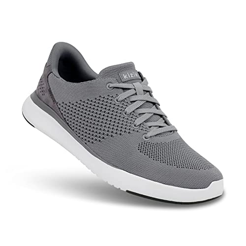Kizik Lima Slip On Sneakers: Comfortable All-Day Wear, Hands Free Convenience, Mens & Womens Walking Shoes with Arch Support, Wide Toe Box Available - Grey Medium M6 / W7.5 - Image 1