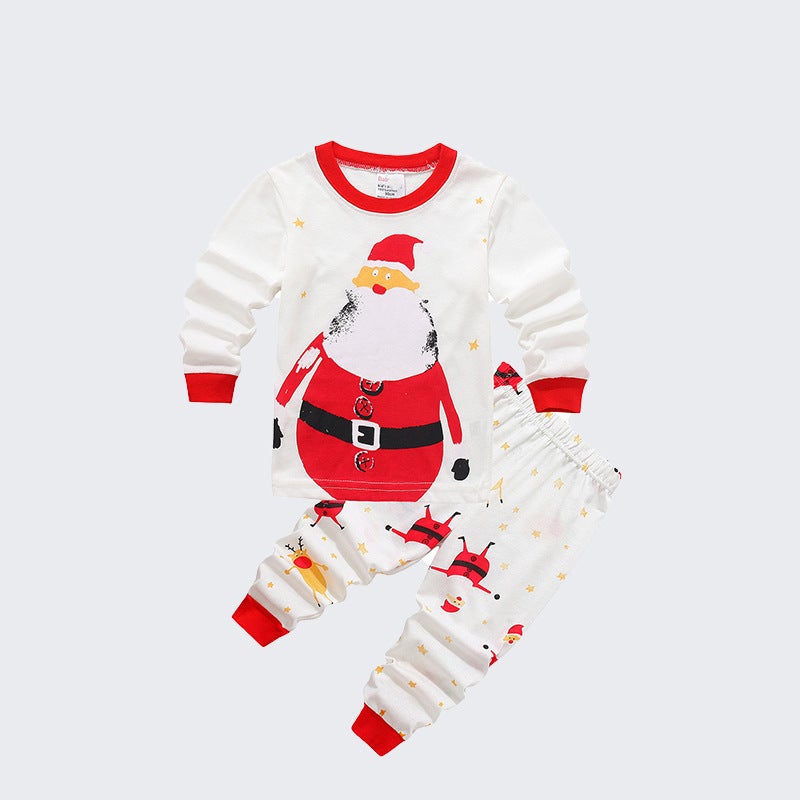 2025 Children'S Cotton Set Christmas Air Conditioning Suit Floral Round Neck Children'S Homewear Two-Piece Set Style Long Sleeve - Image 1