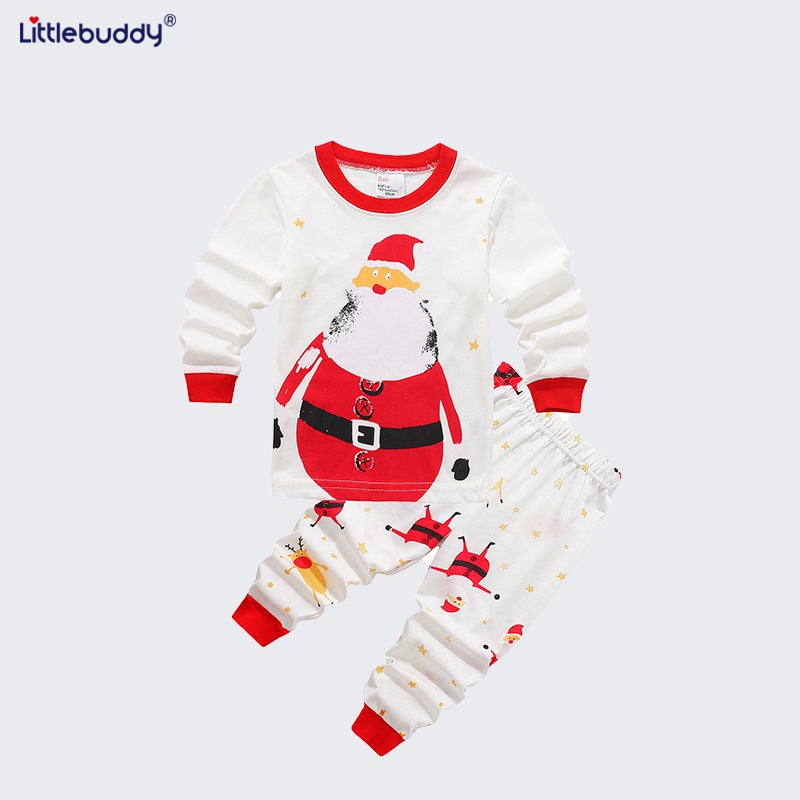 2025 Children'S Cotton Set Christmas Air Conditioning Suit Floral Round Neck Children'S Homewear Two-Piece Set Style Long Sleeve - Image 4