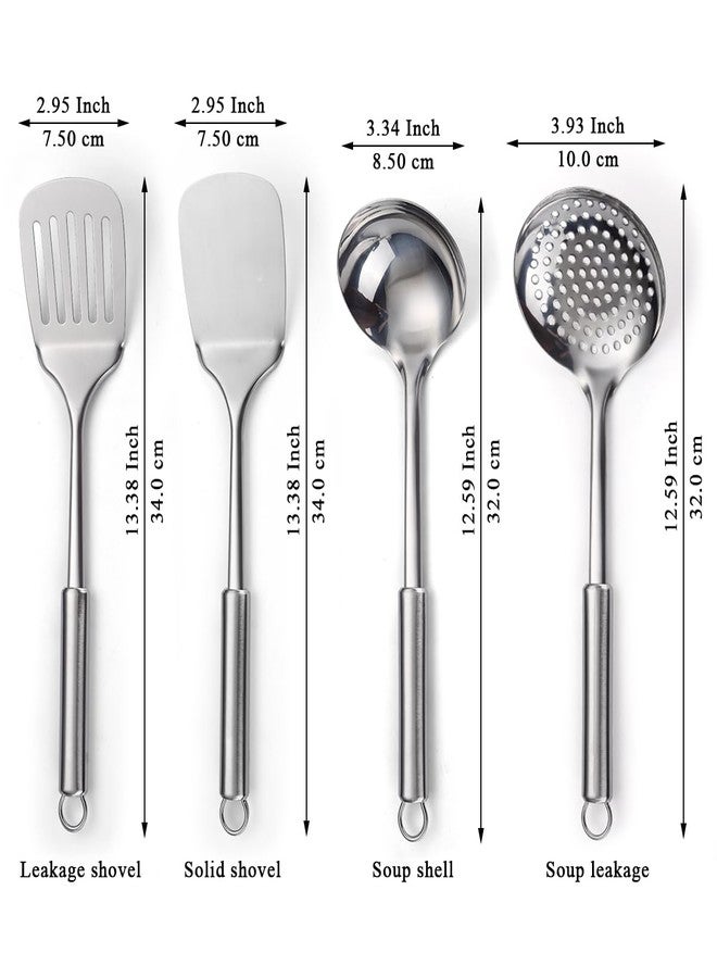 ReaNea Stainless Steel Cooking Utensils Set 4 Pieces, Kitchen Tools Set Include Metal Spatula Set, Kitchen Skimmer, Soup Ladle, Kitchen Gadgets Essentials New Home Must Have - Image 2