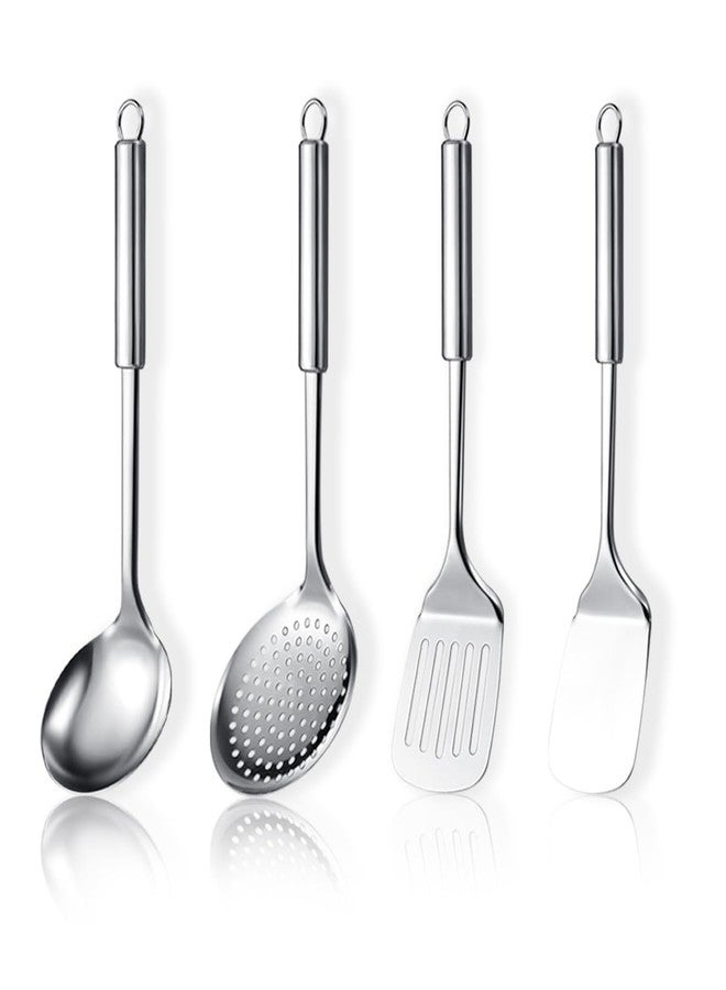 ReaNea Stainless Steel Cooking Utensils Set 4 Pieces, Kitchen Tools Set Include Metal Spatula Set, Kitchen Skimmer, Soup Ladle, Kitchen Gadgets Essentials New Home Must Have - Image 1
