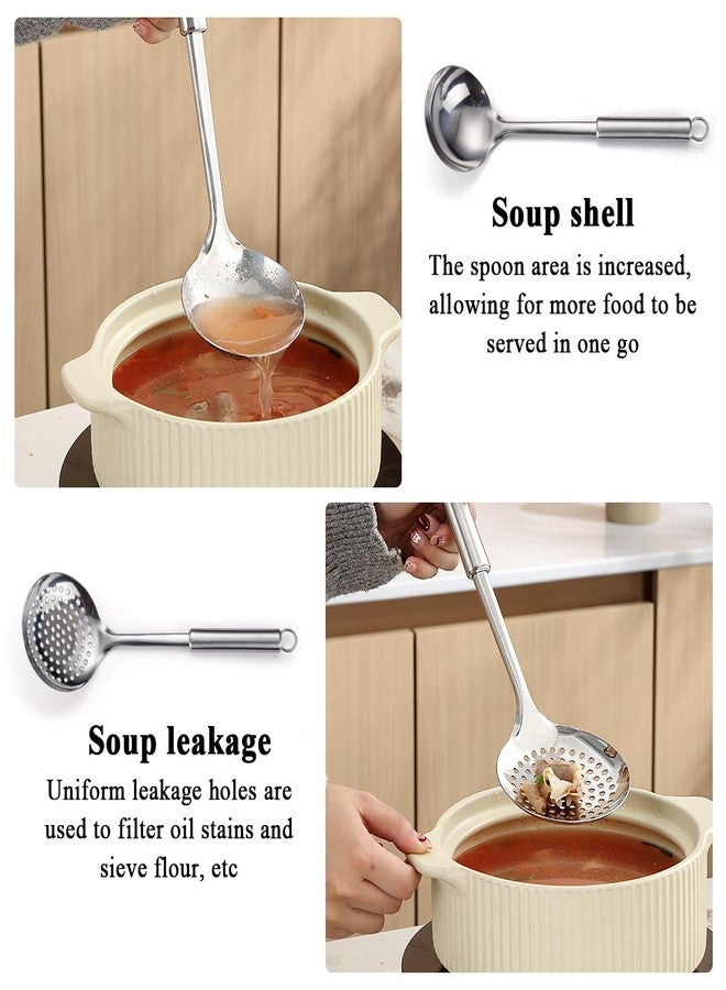 ReaNea Stainless Steel Cooking Utensils Set 4 Pieces, Kitchen Tools Set Include Metal Spatula Set, Kitchen Skimmer, Soup Ladle, Kitchen Gadgets Essentials New Home Must Have - Image 5