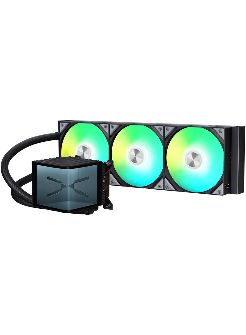 PANORAMA ARGB 360 Liquid CPU Cooler, 6.5" AMOLED L-Shaped Display, ROTA SL aRGB Fans, 1850 RPM Fan Speed, 65.64 CFM Airflow, ASETEK 8th Generation V2 Water Pump, Black | L-P360A-AS3M-G1K - Image 1