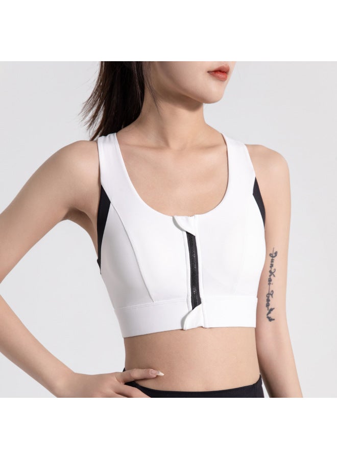 Front Zipper Sports Bra For Women, Shockproof Fixed Cup, Beautiful Back Fitness Bra, Outdoor Running Yoga Vest, Tight-fitting
