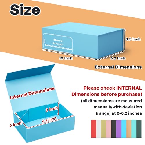 RYDDOY Blue Gift Box 95x6x3 Gift box for Presents with Lids Magnetic Closure Rectangle Collapsible for Bridesmaid Proposal Box Wedding Christmas Halloween Birthday Gift Packging - Image 5
