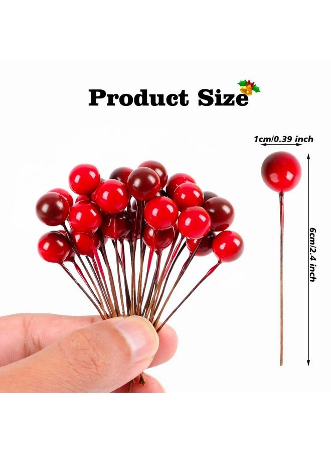 DIYASY 100 Pcs Artificial Holly Berries, Mini 10 Mm Christmas Fake Berries With Wire Stems Xmas Red Berry Stems Picks For Christmas Tree Decorations Wreath Craft Wedding Party Decor  - Image 2