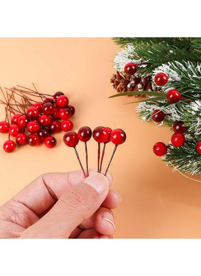 DIYASY 100 Pcs Artificial Holly Berries, Mini 10 Mm Christmas Fake Berries With Wire Stems Xmas Red Berry Stems Picks For Christmas Tree Decorations Wreath Craft Wedding Party Decor  - Image 3