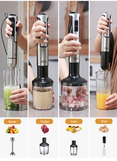 ZOLELE Hand Blender Stainless Steel Blades,5-in-1  Functionality for Blending,Chopping,Whisking,1200W,8 Speeds for Baby Food,Juice HB1200-Sliver/Black  - Image 4