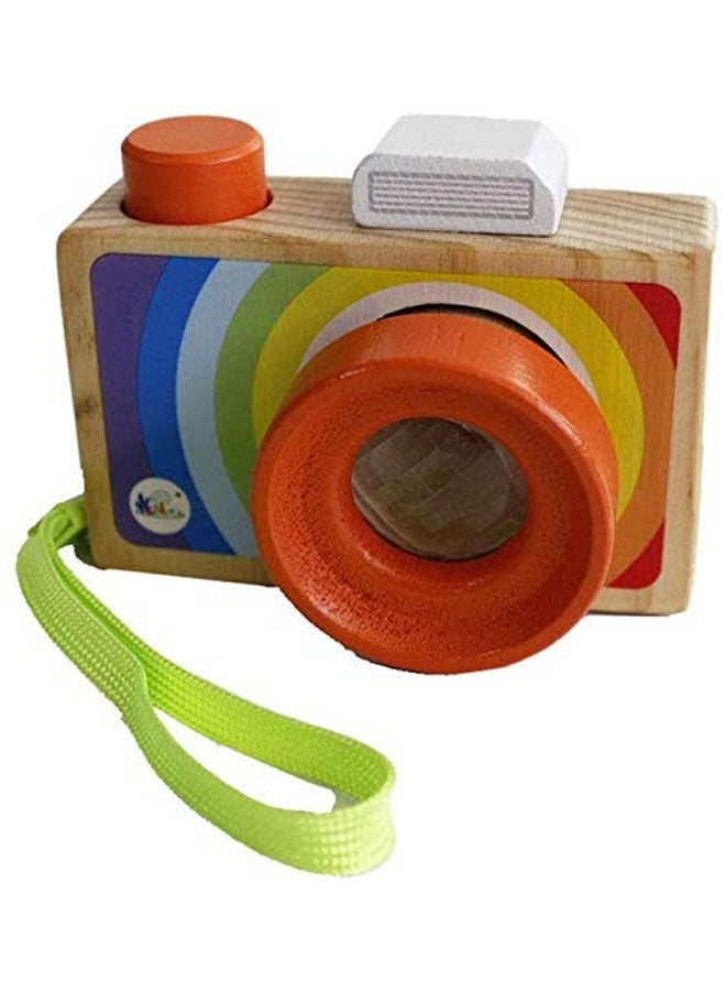 GoodPlay Cartoon Mini Wooden Camera Toy With Multi Prism Kaleidoscope Pictures Lens Portable Camera For Children Toddlers (Carrying In The Hand) - Image 1