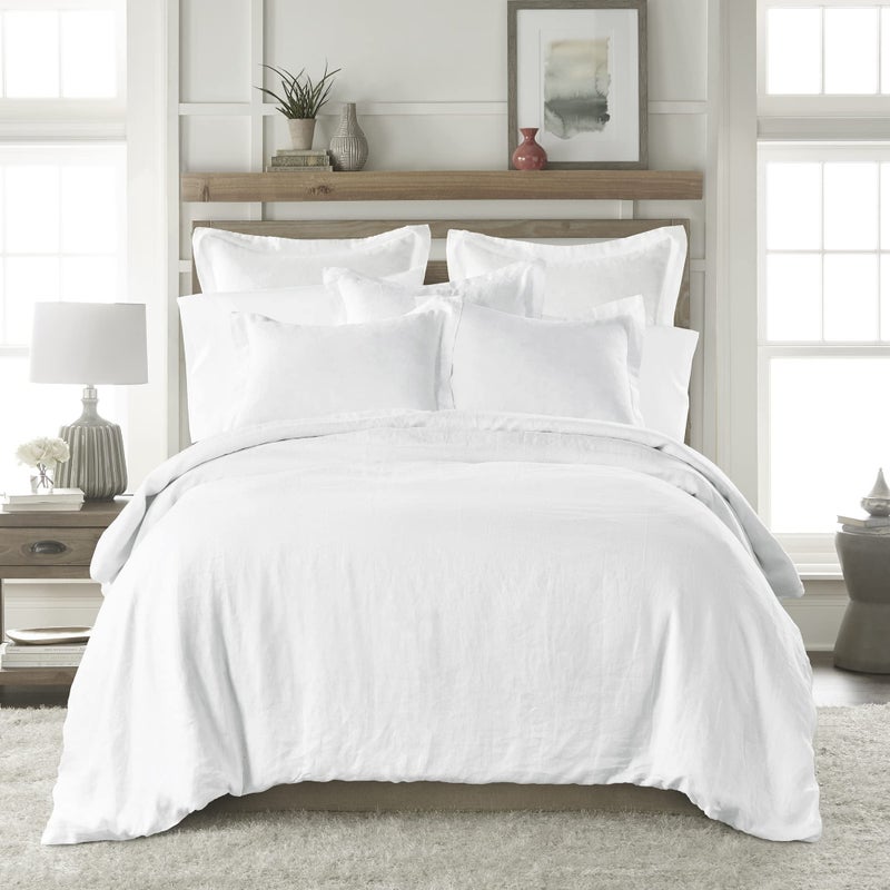 Levtex Home Levtex Home  100 Linen  King Duvet Cover  Washed Linen  White  Duvet Cover Size 106x94in 
