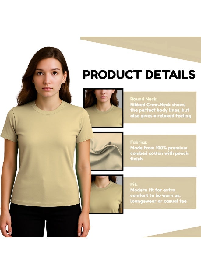 PRINTSHOP4ME Adult Round Neck Combed Women's T Shirt 190 GSM Pure Cotton Basic Colors - Image 3