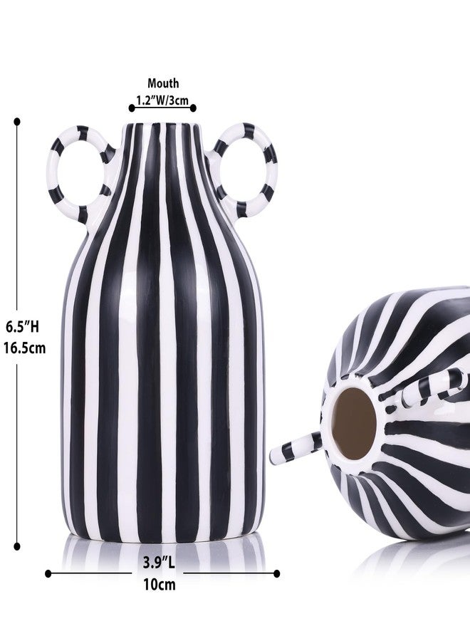 oliruim Ceramic Striped Two Color Decorative Vase (B) - Image 3