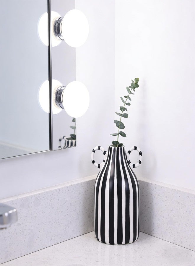 oliruim Ceramic Striped Two Color Decorative Vase (B) - Image 4