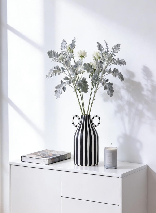 oliruim Ceramic Striped Two Color Decorative Vase (B) - Image 2