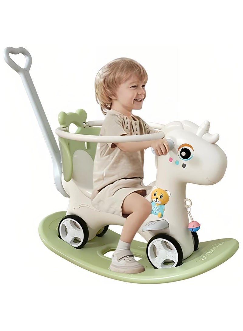 DubaiGallery Shake Rocking Horse Trojan Horse Kids Rocking Horse Rocking Horse Kids Toboggan Run 2-in-1 Year Old Birthday Gift Toy - Image 1
