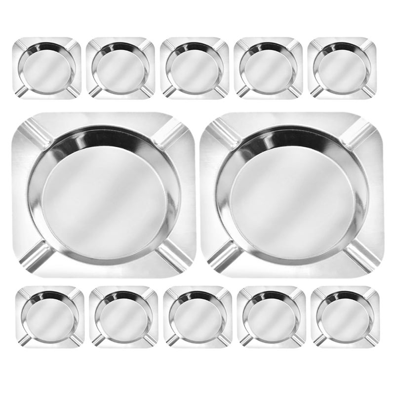 12 Pcs Stainless Steel Ashtrays Creative Anti Drop Indoor Outdoor Ash Holders - Image 2
