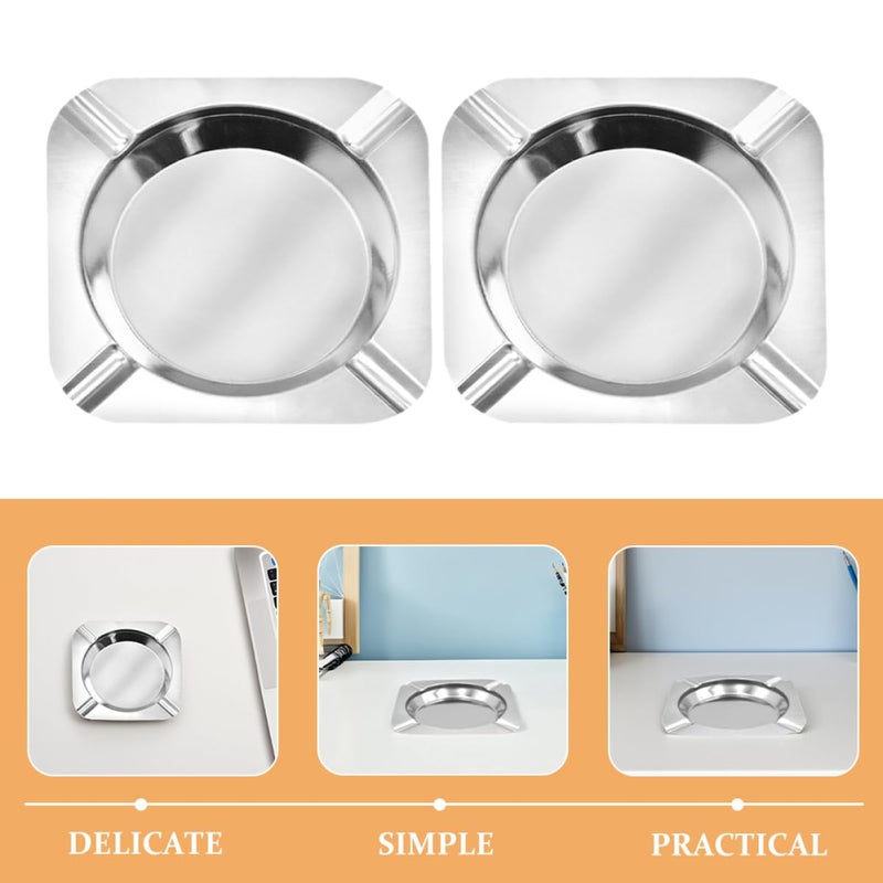 12 Pcs Stainless Steel Ashtrays Creative Anti Drop Indoor Outdoor Ash Holders - Image 4