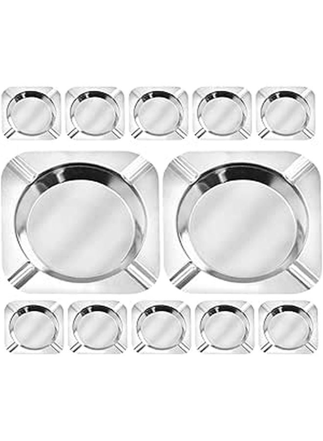 12 Pcs Stainless Steel Ashtrays Creative Anti Drop Indoor Outdoor Ash Holders - Image 1