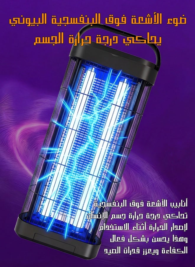 يهييو صاعق حشرات وناموس عمودي 3800 فولت 20 واط - يحتوي على أنابيب UV 2*10 واط - قاتل البعوض والذباب بالصعق الكهربائي والضوء فوق البنفسجي - للاستخدام الداخلي والخارجي في المنزل والحديقة - أسود - Image 3