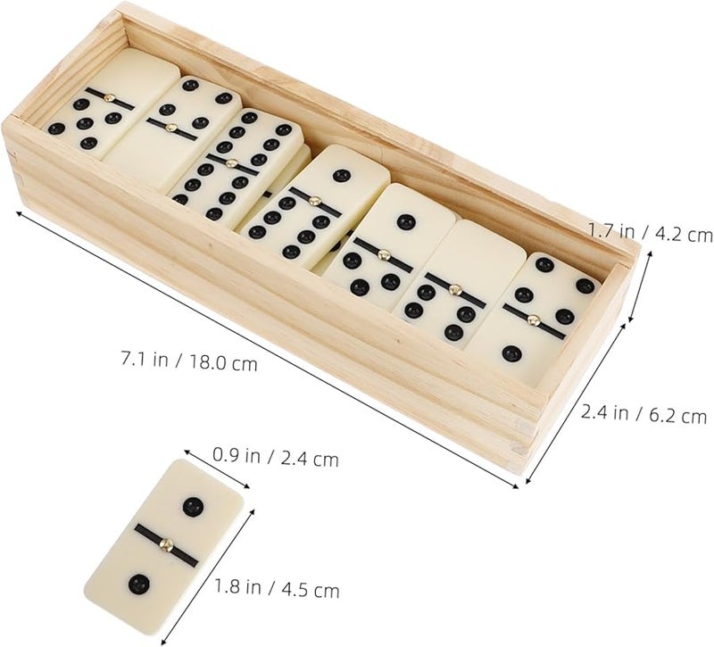 28 قطعة من لعبة الدومينو الخشبية في صندوق خشبي لألعاب السفر العائلية للكبار - Image 2