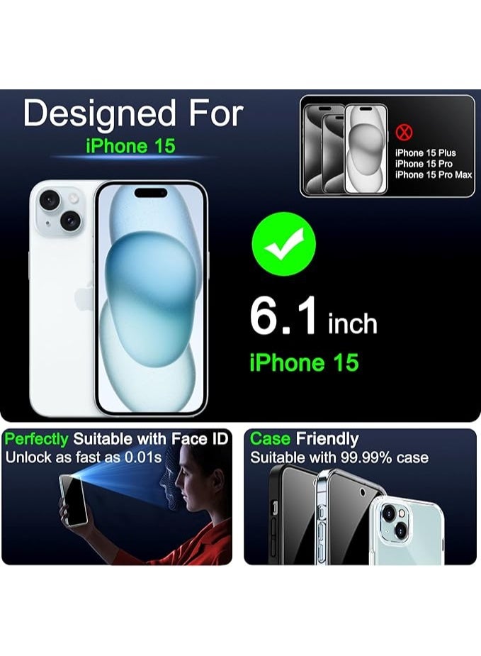 QIRG 1 Pack for iPhone 15 Screen Protector (6.1 inch) + 1 Pack Camera Lens Protector, Sensor Protection,Case Friendly Tempered Glass Film - Image 2