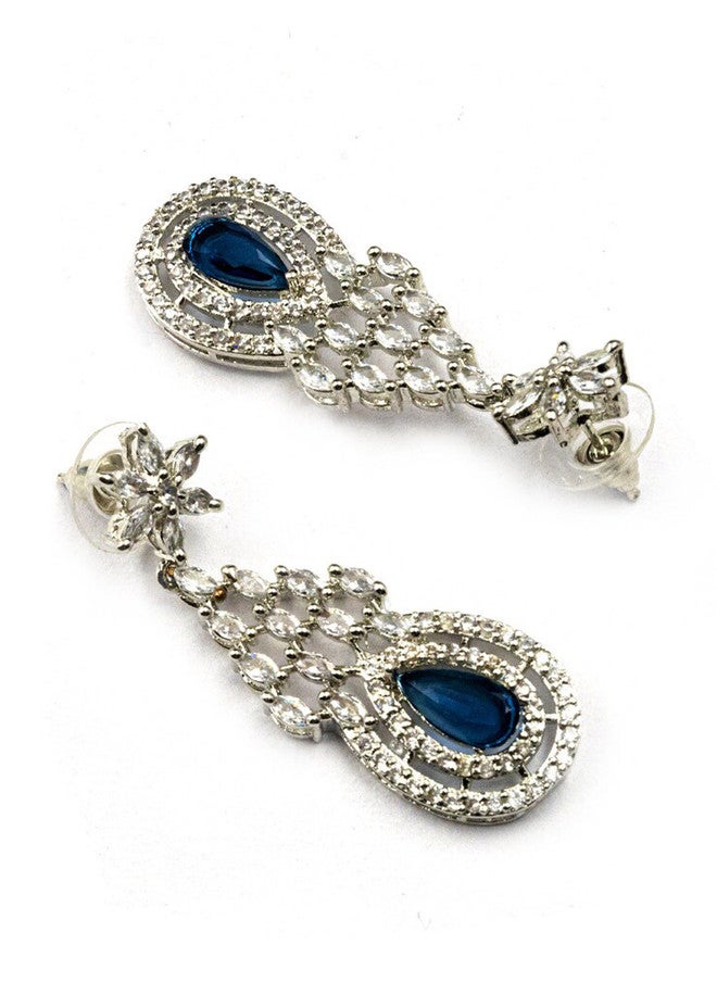 StileAdda Silver-Plated CZ-Studded Necklace and Earrings Set - Image 5