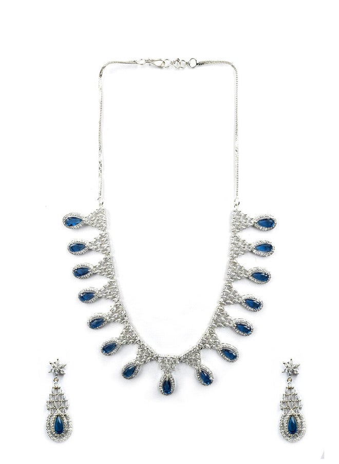 StileAdda Silver-Plated CZ-Studded Necklace and Earrings Set - Image 2