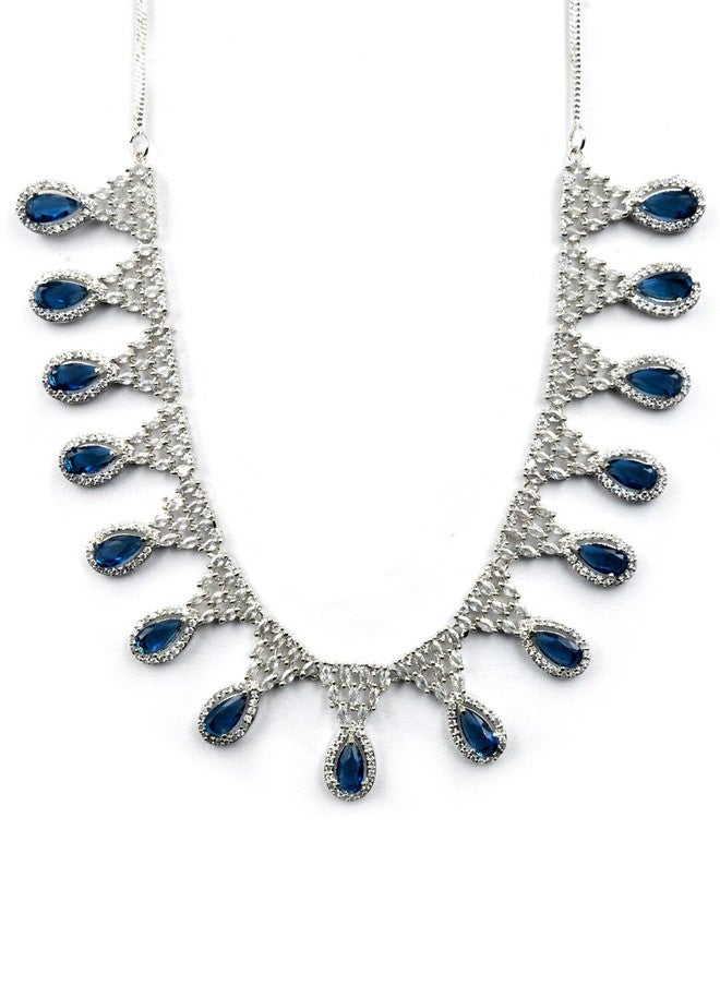 StileAdda Silver-Plated CZ-Studded Necklace and Earrings Set - Image 3