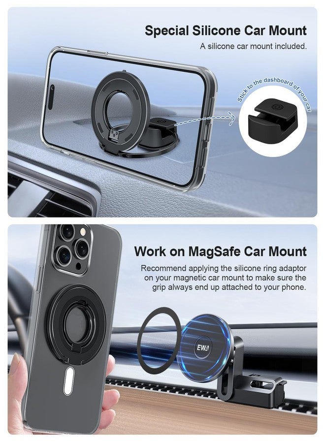 EWA حامل هاتف EWA MagOne Ultra (إصدار الحلقة) مع حلقة إصبع معدنية قابلة للاستبدال، حلقة مغناطيسية قابلة للإزالة، حلقة دعم مزدوجة الجوانب، ملحقات مغناطيسية للهاتف - أسود - Image 5