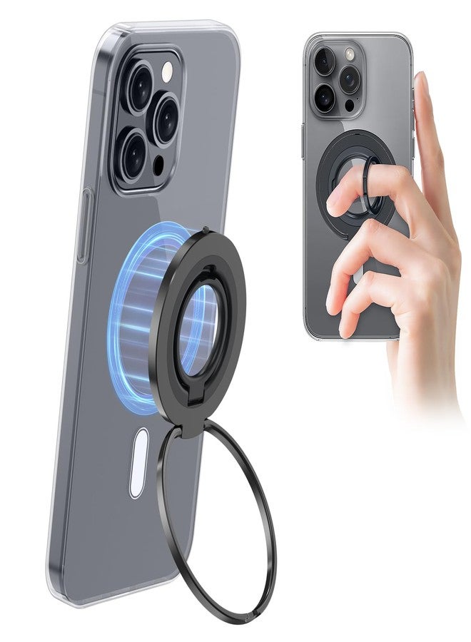 EWA حامل هاتف EWA MagOne Ultra (إصدار الحلقة) مع حلقة إصبع معدنية قابلة للاستبدال، حلقة مغناطيسية قابلة للإزالة، حلقة دعم مزدوجة الجوانب، ملحقات مغناطيسية للهاتف - أسود - Image 1