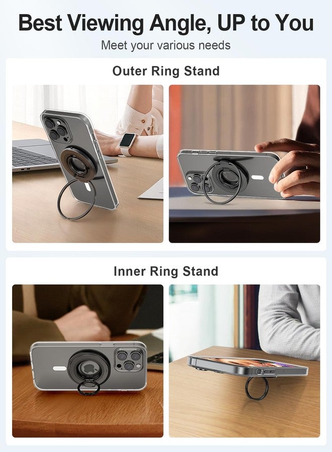 EWA حامل هاتف EWA MagOne Ultra (إصدار الحلقة) مع حلقة إصبع معدنية قابلة للاستبدال، حلقة مغناطيسية قابلة للإزالة، حلقة دعم مزدوجة الجوانب، ملحقات مغناطيسية للهاتف - أسود - Image 2