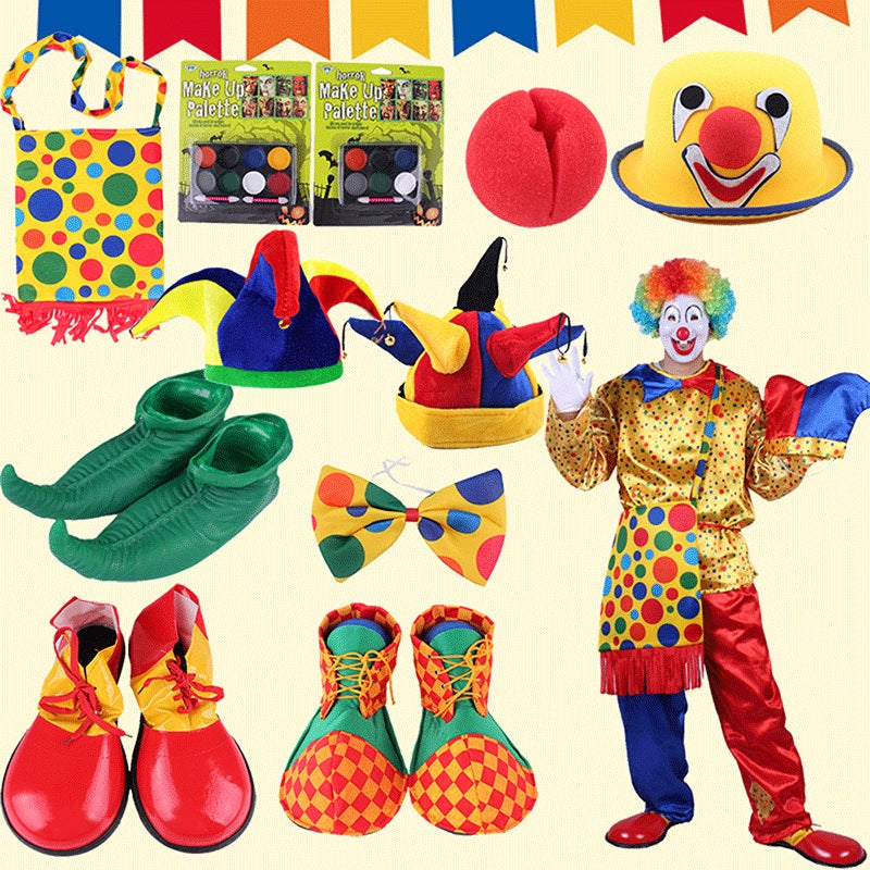 Funny Hat Clown Hat Bow Tie Backpack Oil Color Glasses Wig Mask Clown Shoes Dress Up Accessories - Image 2