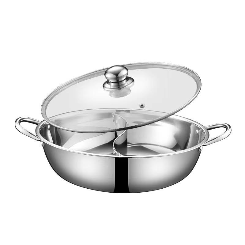 Olpad Premium Stainless Steel Hot Pot Durable NonStick Perfect for Hot Pot and Fondue HeavyDuty Stainless Steel Hot Pot Ideal for Family Meals and Hot Pot Dinners - Image 1