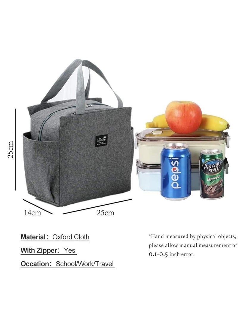 HOUSE OF QUIRK House of Quirk Nylon Insulated Reusable Lunch Bag Tote Bag For Three-Layer Thick Fabric Women Lunch Bag For School Picnic Office Outdoor Gym (Grey), 25 Liters  - Image 2