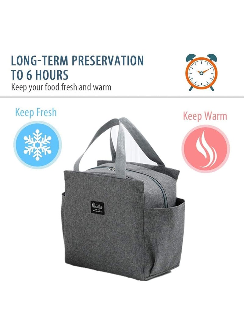 HOUSE OF QUIRK House of Quirk Nylon Insulated Reusable Lunch Bag Tote Bag For Three-Layer Thick Fabric Women Lunch Bag For School Picnic Office Outdoor Gym (Grey), 25 Liters  - Image 3