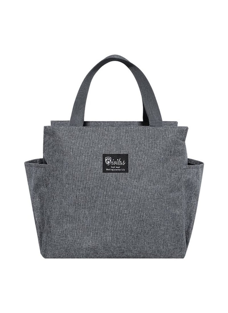 HOUSE OF QUIRK House of Quirk Nylon Insulated Reusable Lunch Bag Tote Bag For Three-Layer Thick Fabric Women Lunch Bag For School Picnic Office Outdoor Gym (Grey), 25 Liters  - Image 1