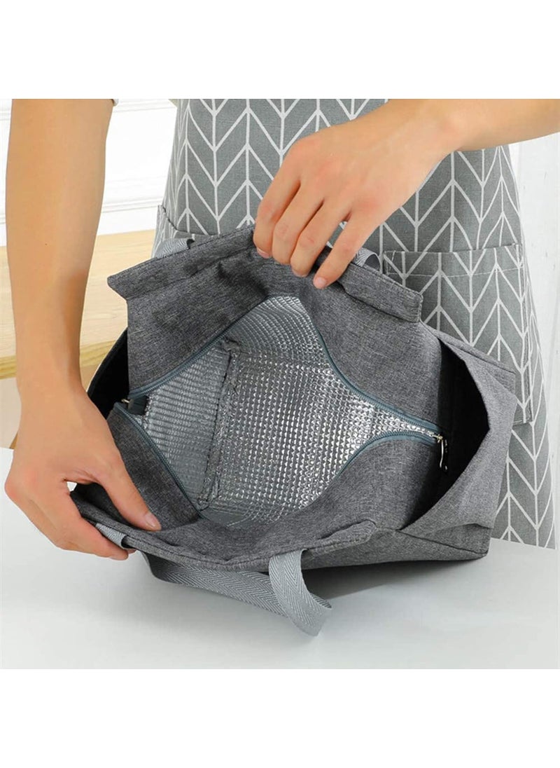 HOUSE OF QUIRK House of Quirk Nylon Insulated Reusable Lunch Bag Tote Bag For Three-Layer Thick Fabric Women Lunch Bag For School Picnic Office Outdoor Gym (Grey), 25 Liters  - Image 4