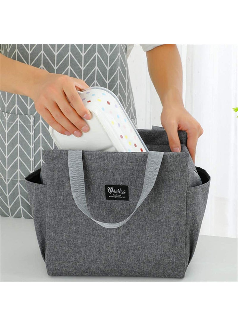 HOUSE OF QUIRK House of Quirk Nylon Insulated Reusable Lunch Bag Tote Bag For Three-Layer Thick Fabric Women Lunch Bag For School Picnic Office Outdoor Gym (Grey), 25 Liters  - Image 5