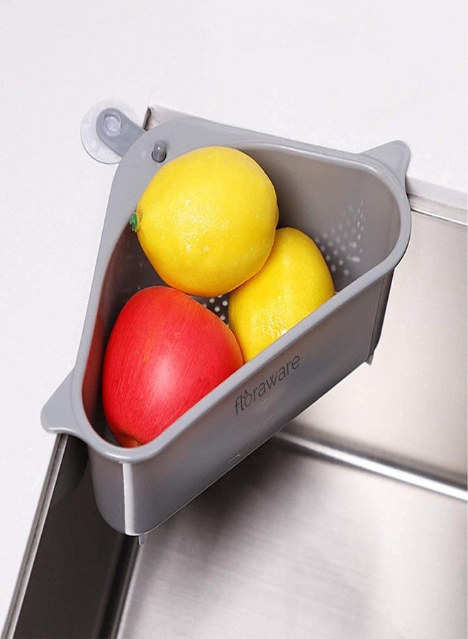 Floraware Multipurpose Corner Kitchen Sink Organizer Wash Basin Storage Organiser Rack, Grey - Image 4