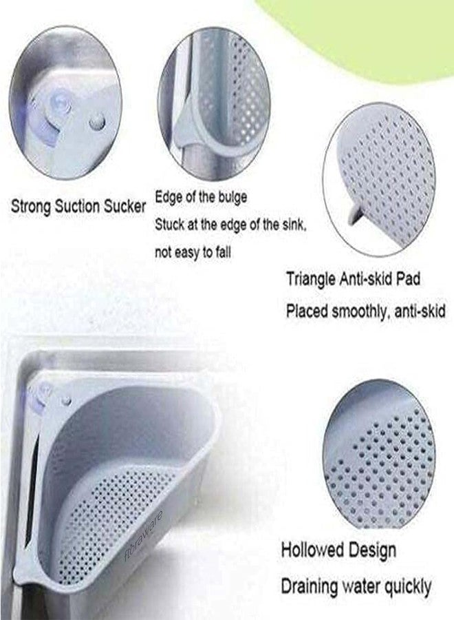 Floraware Multipurpose Corner Kitchen Sink Organizer Wash Basin Storage Organiser Rack, Grey - Image 5