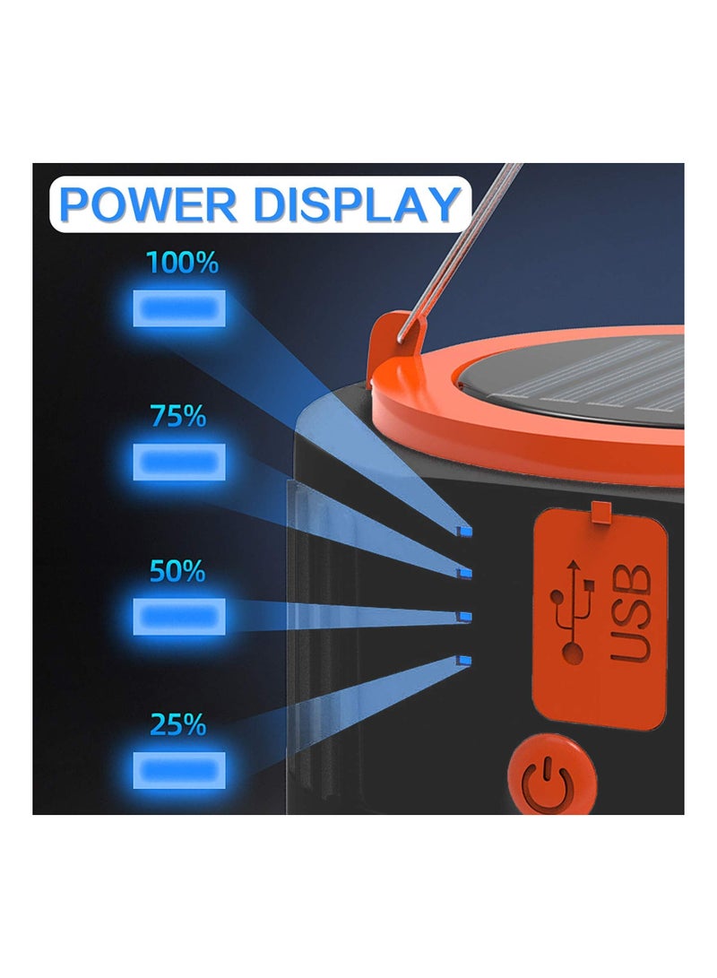 Rechargeable Solar Camping Lights, LED Portable Outdoor Flashlight Security Emergency Light Power Bank 6 Modes Waterproof Searchlight for Hiking Fishing Outage Power Cuts(Black) - Image 3