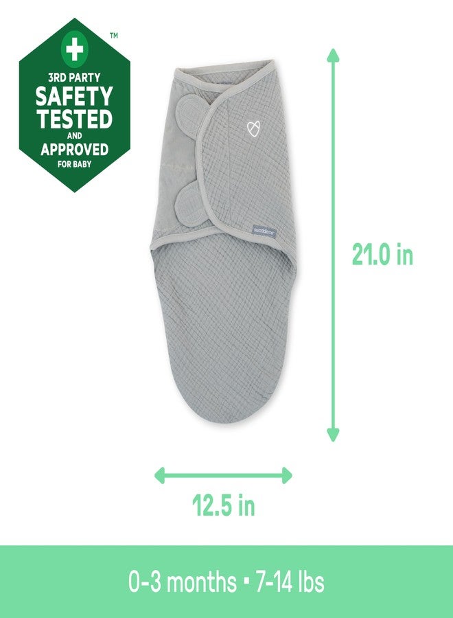 سوادل مي SwaddleMe من Ingenuity - قماط أطفال أصلي من الموسلين، خفيف الوزن 1.5 TOG، رمادي، 0-3 أشهر - Image 4