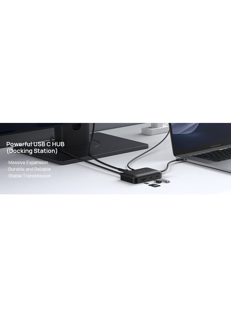 JSAUX - MP02 7in1 Type-C Pd Hub 100W Charger HDMI 2 x USB 3.0 SD TF Card Reader RJ45 + Cable Set Converter Converter Adapter Hub - Image 1