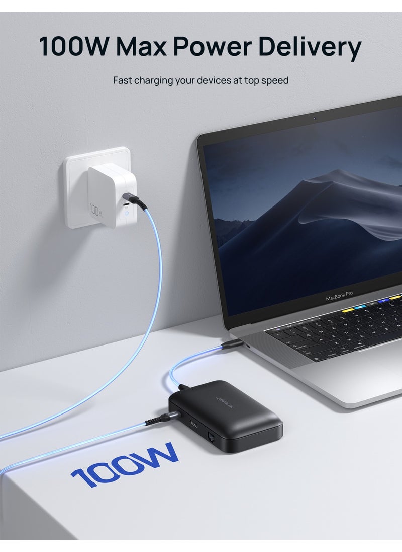 JSAUX - MP02 7in1 Type-C Pd Hub 100W Charger HDMI 2 x USB 3.0 SD TF Card Reader RJ45 + Cable Set Converter Converter Adapter Hub - Image 1