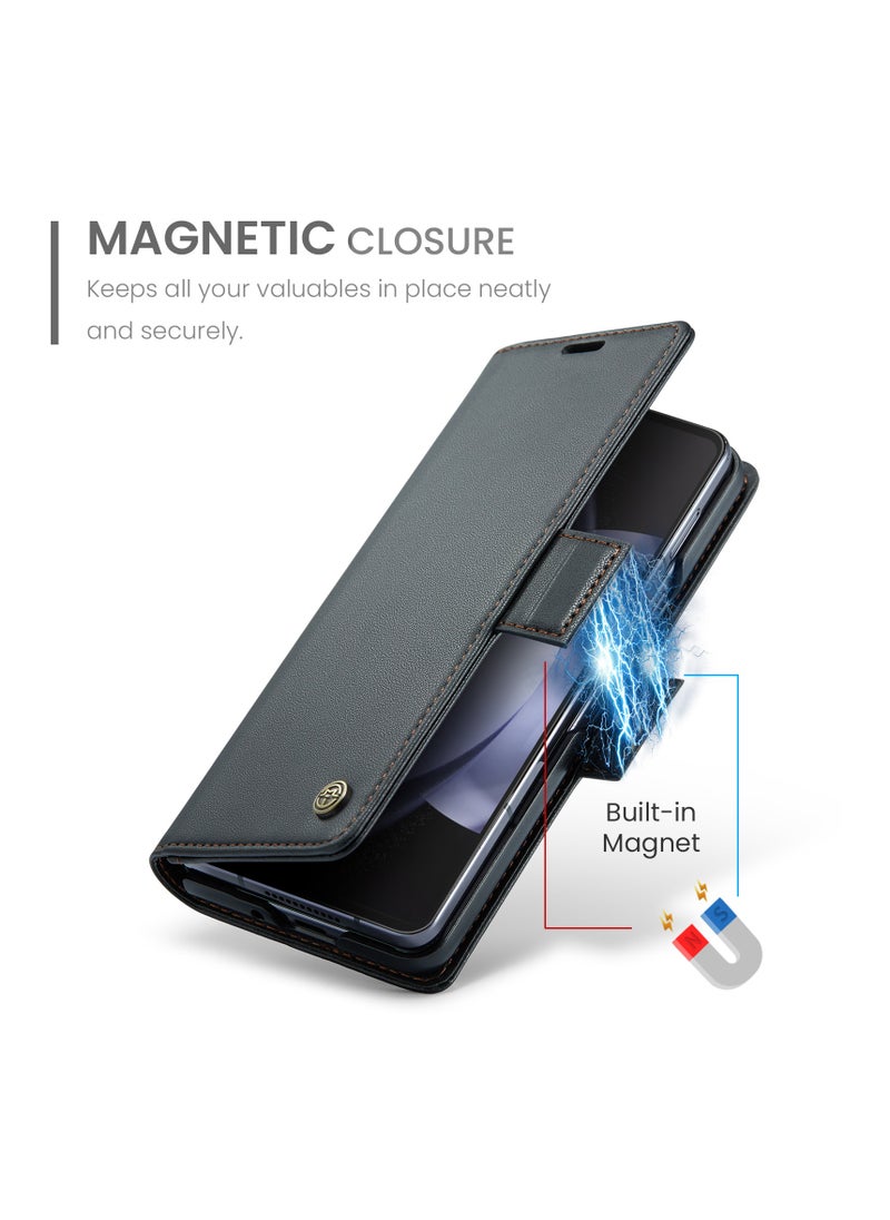 CaseMe Samsung Galaxy Z Fold 5 5G Wallet Case - RFID Blocking Leather Folio Cover with Card Holder and Kickstand - Shockproof Protective Phone Case (black)  - Image 3