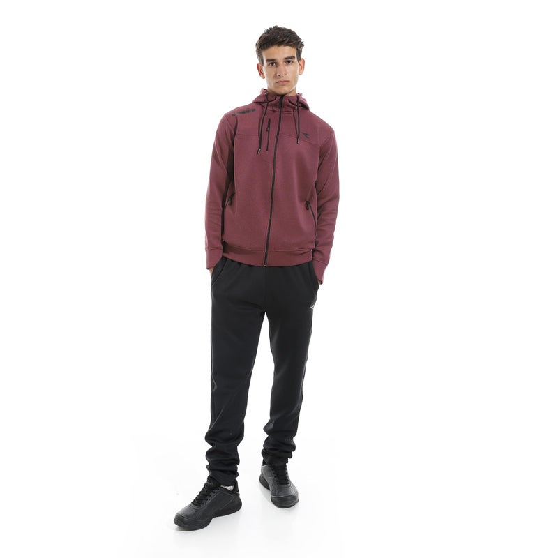Diadora Men Sport Hoodie Training Suit - Burgundy Size: L