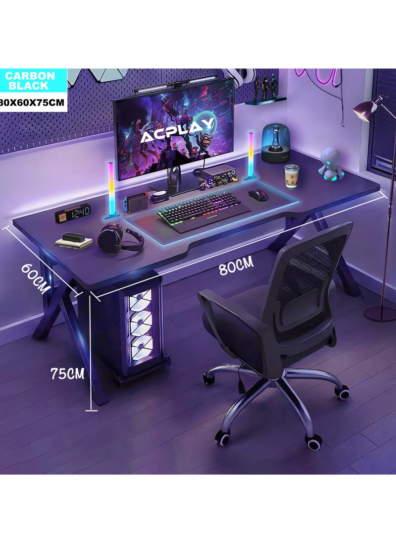 ACPLAY Large Premium Gaming Desk,Ergonomic PC Desktop,Multi-Purpose Home Office Desk,Ideal for Gamers and Students,Spacious and Durable,Modern K-shape Design （Carbon Fiber, 80x60x75cm）  - Image 4