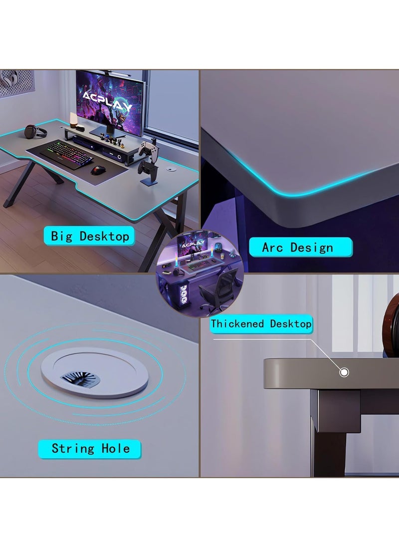 ACPLAY Large Premium Gaming Desk,Ergonomic PC Desktop,Multi-Purpose Home Office Desk,Ideal for Gamers and Students,Spacious and Durable,Modern K-shape Design （Carbon Fiber, 80x60x75cm）  - Image 5